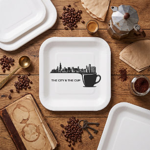 Die Stadt und die Tasse Chicago-Skyline Pappteller