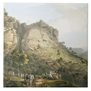 Die Stadt von Abha in Abyssinia, graviert von J. Fliese