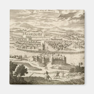 Die Stadt von Mexiko, 1723 (Stich) Magnet