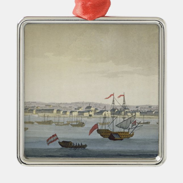 Die Stadt von Paramaribo (Farbstich) Silbernes Ornament (Vorne)