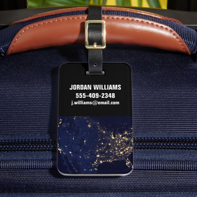 Die Stadtbeleuchtung der Staaten nachts. Gepäckanhänger (Vorderseite Insitu 2)