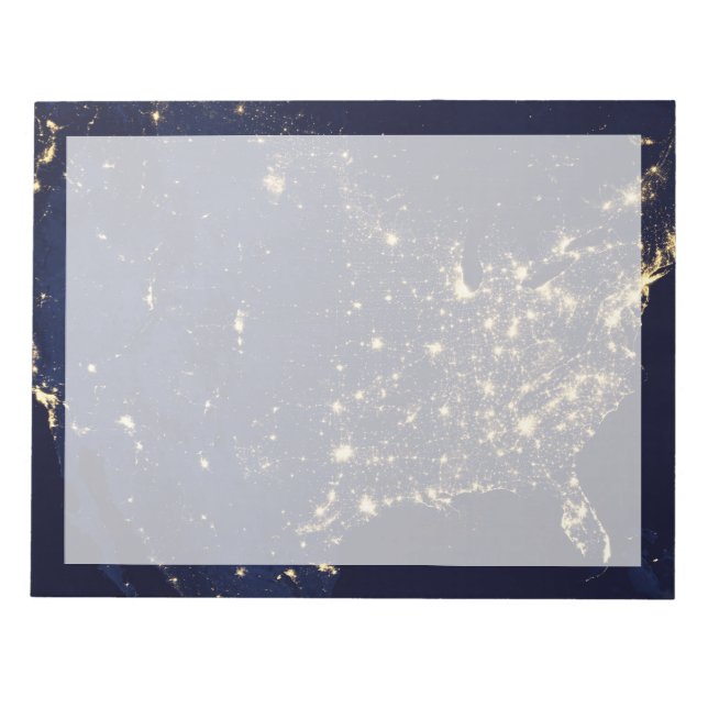 Die Stadtbeleuchtung der Staaten nachts. Notizblock (Vorderseite)