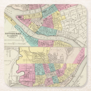 Die Städte von Pittsburgh Allegheny Cincinnati Rechteckiger Pappuntersetzer