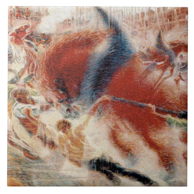 Die Stadtrundgänge (von Umberto Boccioni) Fliese (Vorderseite)