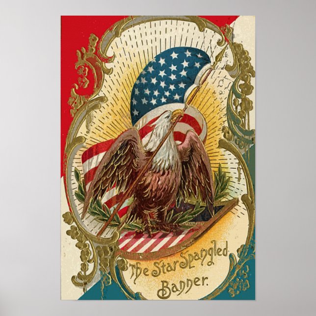 Die Star Spangled Banner Eagle American Flag Print Poster (Vorne)