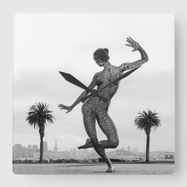 Die Stärke einer Frau Quadratische Wanduhr (Vorderseite)