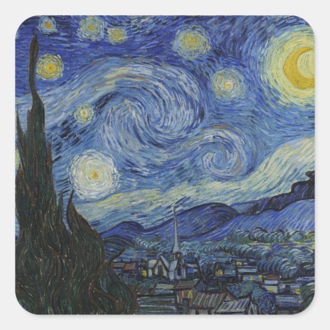 Die Starry Night Square Aufkleber (Vorderseite)