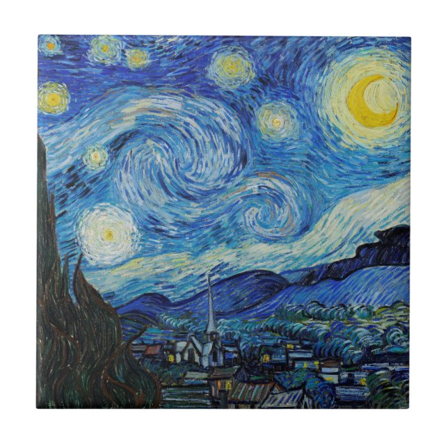 Die Starry Night Vincent Van Gogh Keramik Tile Fliese (Vorderseite)