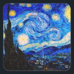 Die Starry Night Vincent Van Gogh Quadratischer Aufkleber<br><div class="desc">Die Sternennacht von Vincent Van Gogh. Das ist ein altes Meisterwerk des niederländischen Meisters Vincent Van Gogh. Dieses schöne Bild hat eine schöne,  lebendige,  gesättigte Farbe. Vincent Van Gogh war ein niederländischer Postimpressionist. Dieses Bild ist öffentlich</div>
