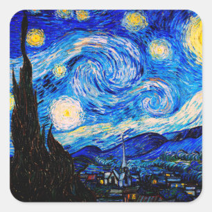 Die Starry Night Vincent Van Gogh Quadratischer Aufkleber