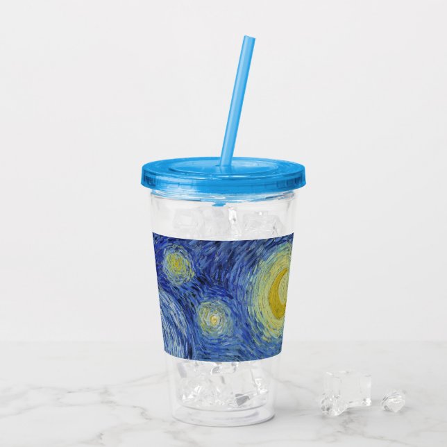 Die Starry Night von Van Gogh Acryltrinkbecher (Rückseite Ice)