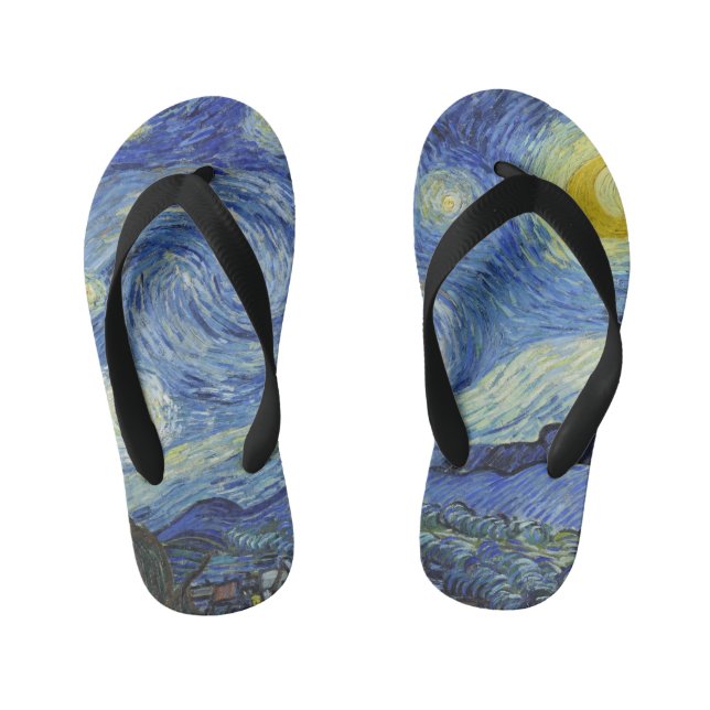 Die Starry Night von Van Gogh Kinderbadesandalen (Fußbett)