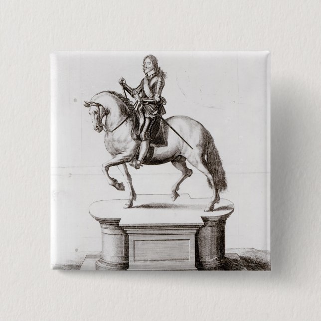 Die Statue von König Charles an Charing Kreuz Button (Vorderseite)