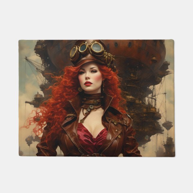 Die Steampunk-Frau Fußmatte (Vorderseite)