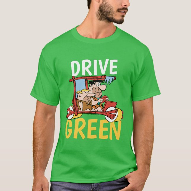 Die Steine | Fred & Barney - Grün fahren T-Shirt (Vorderseite)