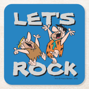 Die Steine   Fred & Barney - Let's Rock Rechteckiger Pappuntersetzer