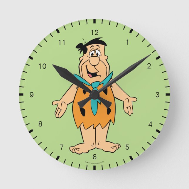 Die Steine | Fred Flintstone Runde Wanduhr (Vorderseite)