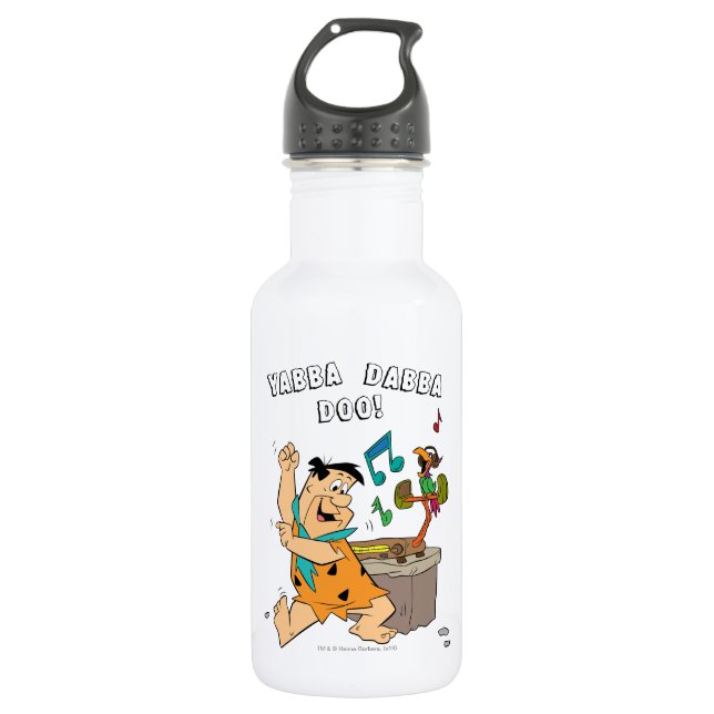 Die Steine | Fred Flintstone tanzen Edelstahlflasche (Vorderseite)