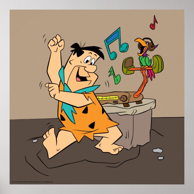 Die Steine | Fred Flintstone tanzen Poster (Vorne)