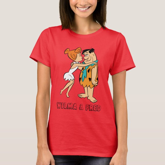 Die Steine | Wilma Kissing Fred T-Shirt (Vorderseite)