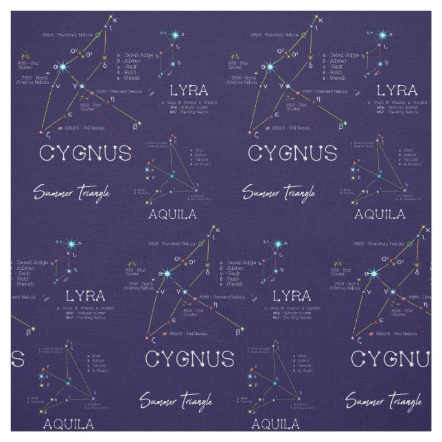 Die Sterne des Sommerdreiecks der Nordhalbkugel Stoff (Muster)