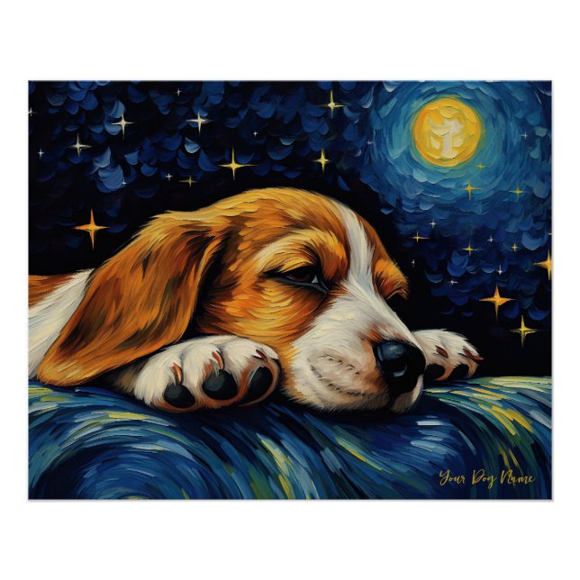 Die Sternennacht - Beagle Dog 002 - Qian wan Gogh Poster (Vorderseite)