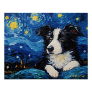 Die Sternennacht - Border Collie Dog 001 - Qian wa Poster