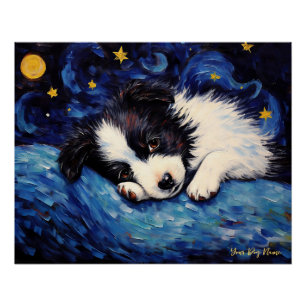 Die Sternennacht - Border Collie Dog 002 - Qian wa Poster