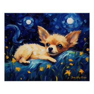 Die Sternennacht - Chihuahua Dog 001 - Qian wan Go Poster