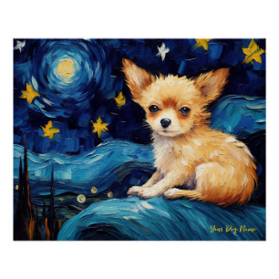 Die Sternennacht - Chihuahua Dog 002 - Qian wan Go Poster