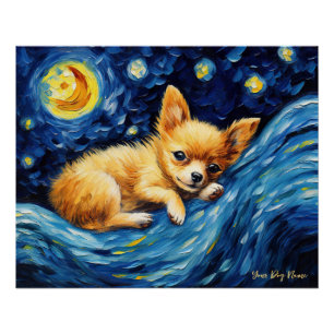 Die Sternennacht - Chihuahua Dog 003 - Qian wan Go Poster