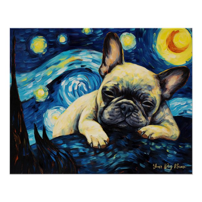 Die Sternennacht - French Bulldog 002 - Qian wan G Poster (Vorderseite)