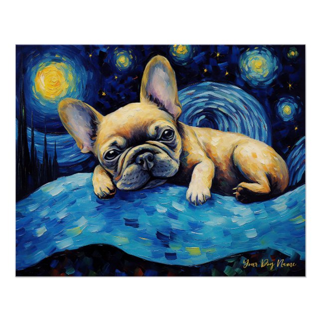Die Sternennacht - French Bulldog 003 - Qian wan G Poster (Vorderseite)