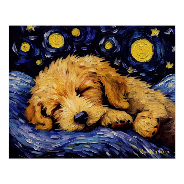 Die Sternennacht - Goldendoodle Dog 001 - Qian wan Poster (Vorderseite)