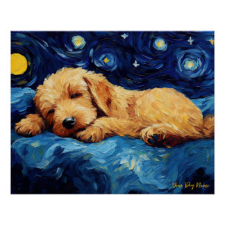 Die Sternennacht - Goldendoodle Dog 002 - Qian wan Poster