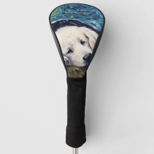 Die Sternennacht - Great Pyrenäen Welpen Hund 003  Golf Headcover (Vorderseite)
