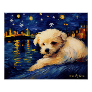 Die Sternennacht - Malteser Hund 001 - Qian wan Go Poster