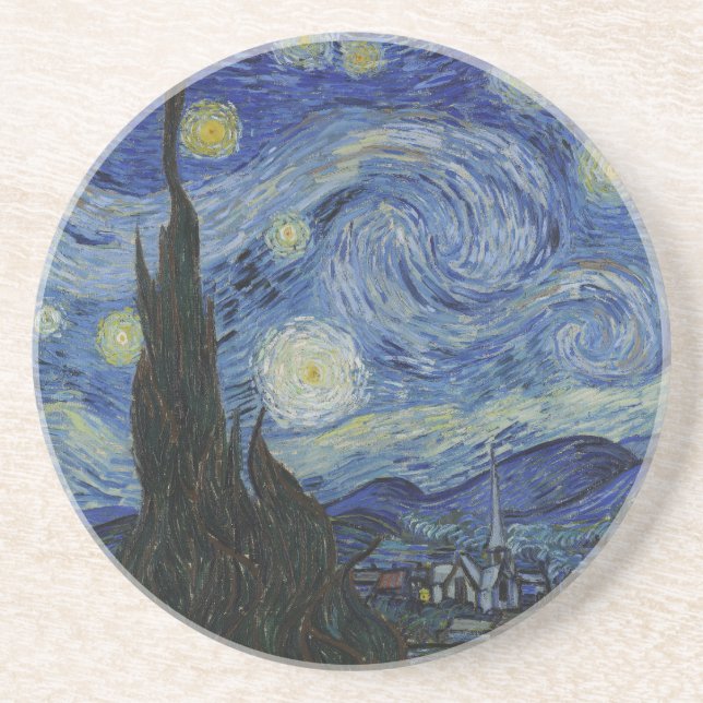 Die Sternennacht, Ölmalerei, Vincent Van Gogh Getränkeuntersetzer (Vorne)