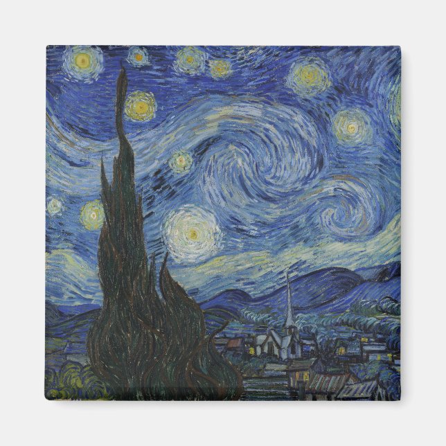 Die Sternennacht, Ölmalerei, Vincent Van Gogh Magnet (Vorne)