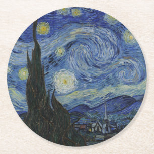Die Sternennacht, Ölmalerei, Vincent Van Gogh Runder Pappuntersetzer