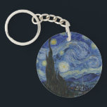 Die Sternennacht, Ölmalerei, Vincent Van Gogh Schlüsselanhänger<br><div class="desc">Vincent Van Gogh, Juni 1889 postimpressionistisches, modernes Ölgemälde auf Leinwand Nachtlandschaft Gemälde eines Wirblen Sternenhimmel mit einem hellgelben Halbmond; der Planet Venus ist ebenfalls sichtbar. Im Vordergrund ist ein übertriebener großer Zypressenbaum zu sehen. Dieses Bild zeigt den Ausblick aus dem Künstlerzimmer im Asyl von Saint-Paul-de-Mausole in Saint-Rémy-de-Provence Frankreich, das Dorf...</div>