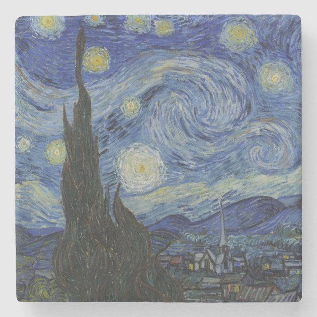 Die Sternennacht, Ölmalerei, Vincent Van Gogh Steinuntersetzer (Vorderseite)