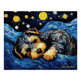 Die Sternennacht - Schnauzer Dog 002 - Qian wan Go Poster