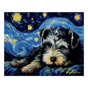 Die Sternennacht - Schnauzer Dog 003 - Qian wan Go Poster