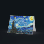 Die Sternennacht | Van Gogh | Karte<br><div class="desc">Die Starry Night ist ein Ölgemälde des niederländischen postimpressionistischen Malers Vincent van Gogh, der in der Leinwand eine Oase der Ruhe sucht. Es wurde im Juni 1889 erbaut und zeigt den Blick aus dem nach Osten gerichteten Fenster seines Asylzimmers in Saint-Rémy-de-Provence, kurz vor dem Sonnenaufgang, mit dem Zusatz eines imaginären...</div>