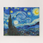 Die Sternennacht | Van Gogh | Puzzle<br><div class="desc">Die Starry Night ist ein Ölgemälde des niederländischen postimpressionistischen Malers Vincent van Gogh, der in der Leinwand eine Oase der Ruhe sucht. Es wurde im Juni 1889 erbaut und zeigt den Blick aus dem nach Osten gerichteten Fenster seines Asylzimmers in Saint-Rémy-de-Provence, kurz vor dem Sonnenaufgang, mit dem Zusatz eines imaginären...</div>