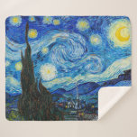 Die Sternennacht | Van Gogh | Sherpadecke<br><div class="desc">Die Starry Night ist ein Ölgemälde des niederländischen postimpressionistischen Malers Vincent van Gogh, der in der Leinwand eine Oase der Ruhe sucht. Es wurde im Juni 1889 erbaut und zeigt den Blick aus dem nach Osten gerichteten Fenster seines Asylzimmers in Saint-Rémy-de-Provence, kurz vor dem Sonnenaufgang, mit dem Zusatz eines imaginären...</div>