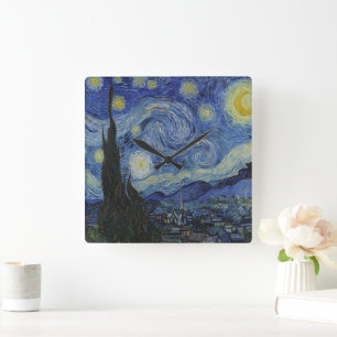 Die Sternennacht von Van Gogh Quadratische Wanduhr