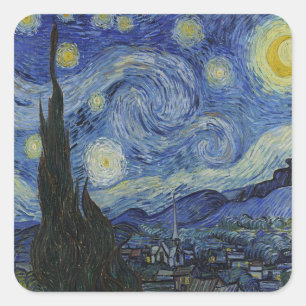 Die Sternennacht von Van Gogh Quadratischer Aufkleber