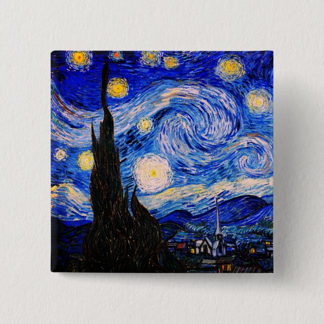 Die Sternennacht von Vincent Van Gogh Button (Vorderseite)